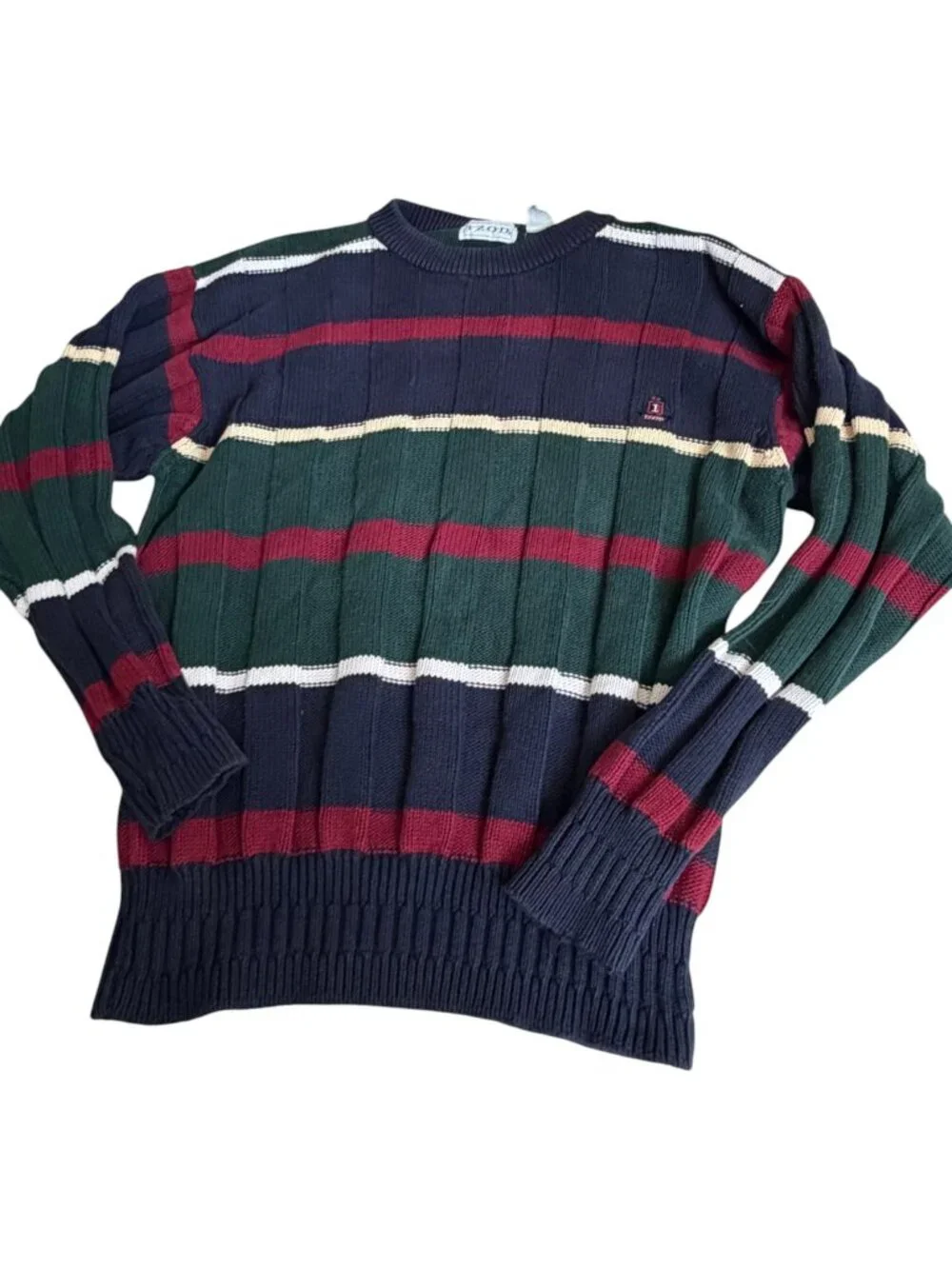 Vintage 90s Streetwear Mens Medium Rainbow Striped Color Block Knit Dad Sweater